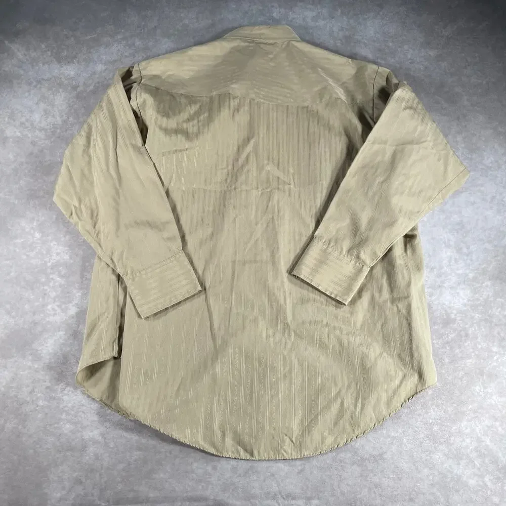 Vintage Ely Cattleman Tan Snap Long Sleeve Button Down 2XL